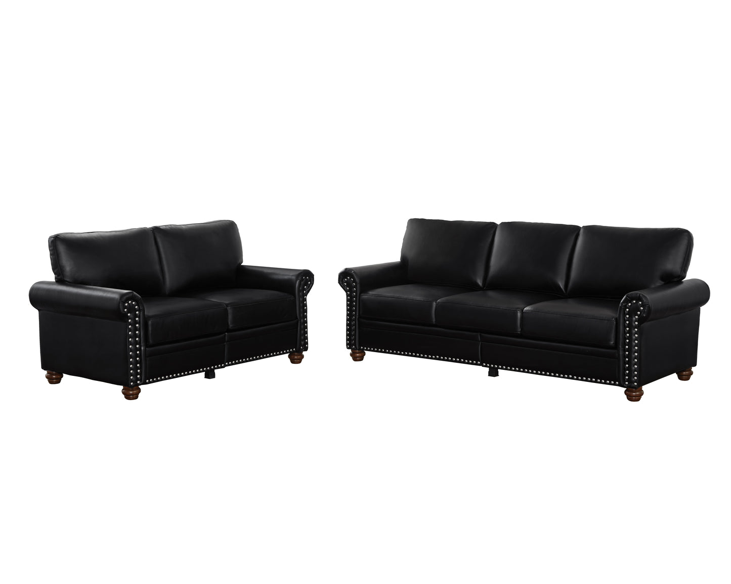 Living Room Sofa with Storage Sofa 2+3 Sectional Black Faux Leather