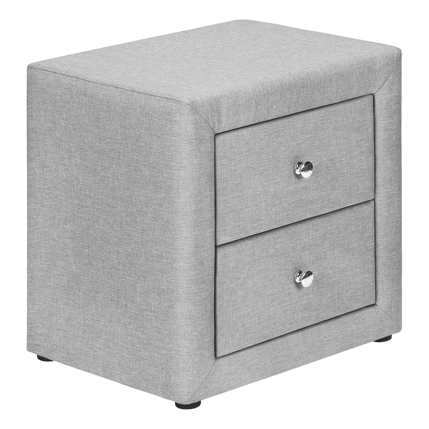 Nightstand, Nightstand, End, Side, Lamp, Storage Drawer, Bedroom, Upholstered, Grey Linen Look, Transitional