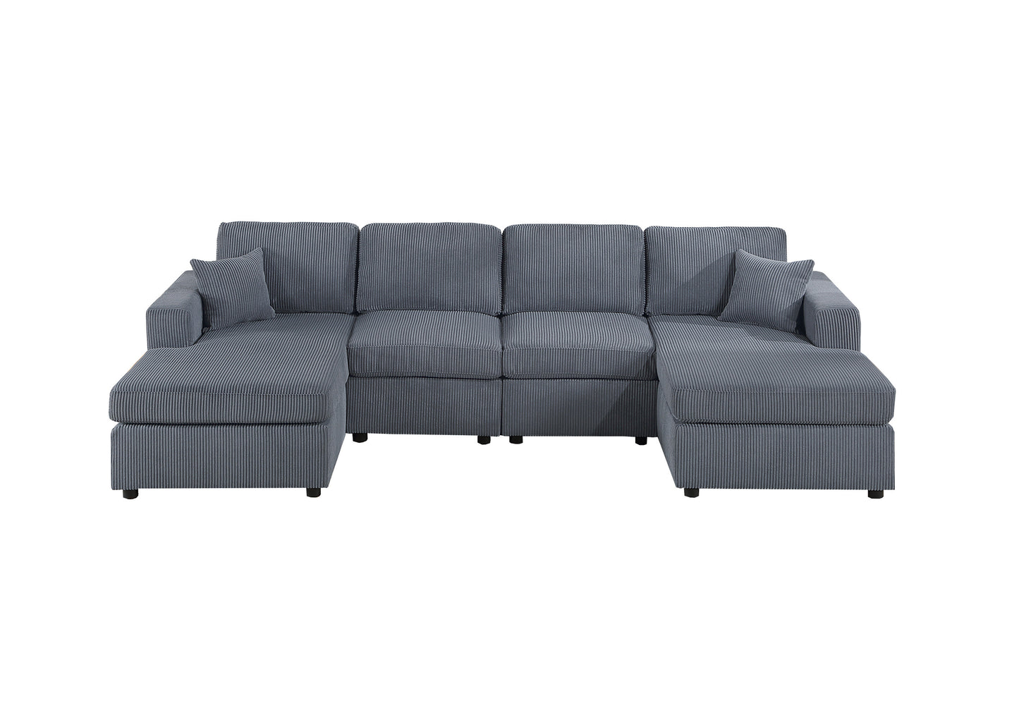 Stunning Modern Dark Gray 2pc Sectional Set Corduroy Couch LAF And RAF Chaise Armless Loveseat Living Room Furniture