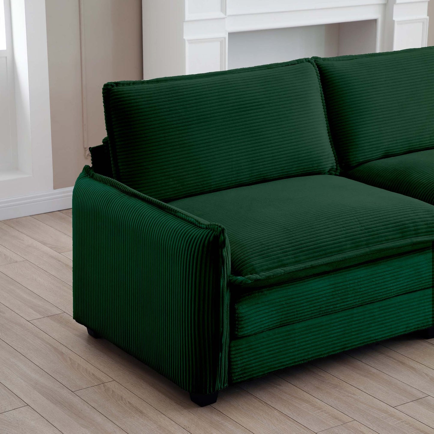 Modern Living Room Sofa Two-Piece Set, Suitable for Living room and Bedroom Sofa Set, Consists of two pieces of 2 Seater Sofa,Green Corduroy