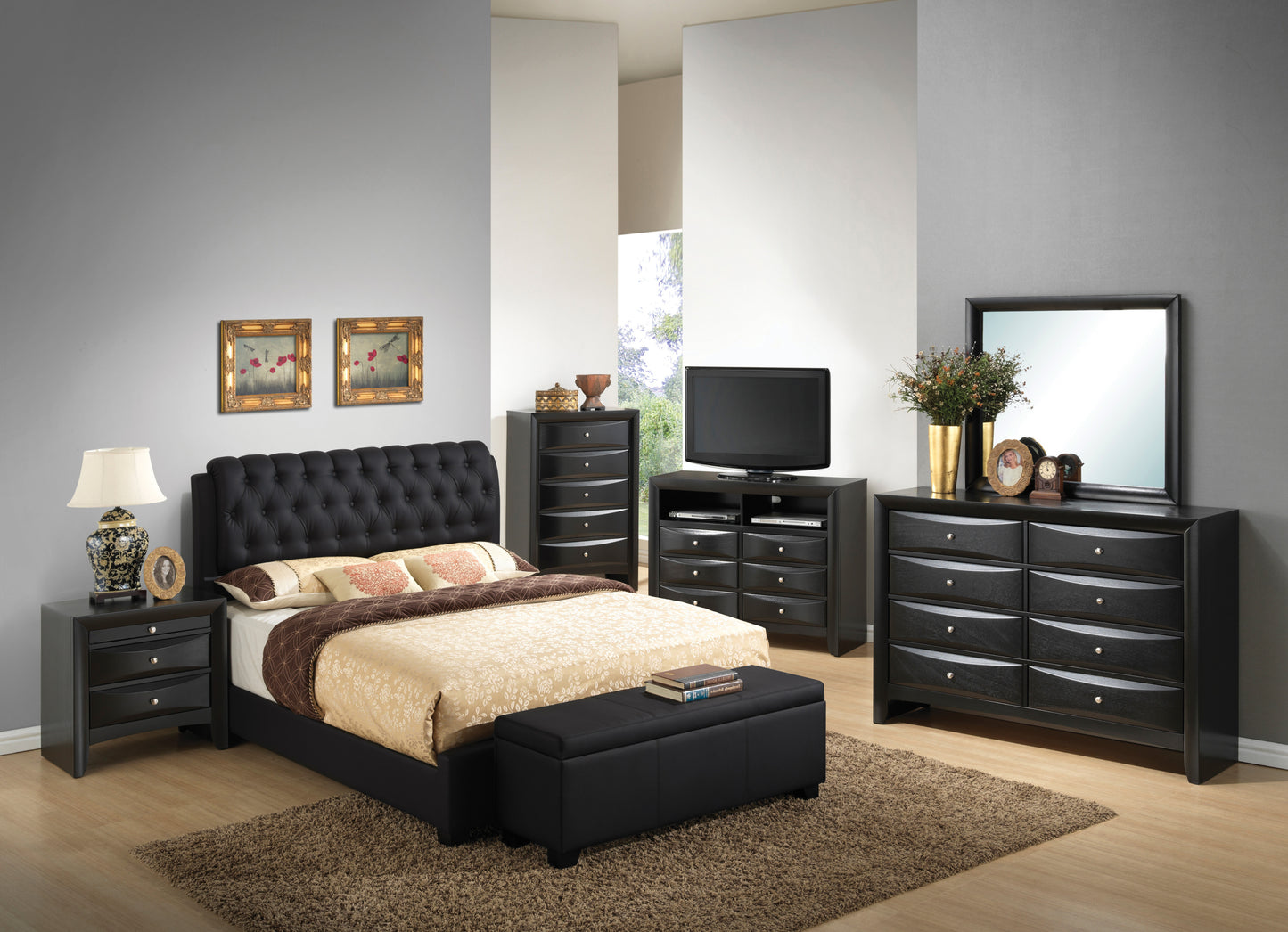 Elegant Contemporary Black Queen Bed