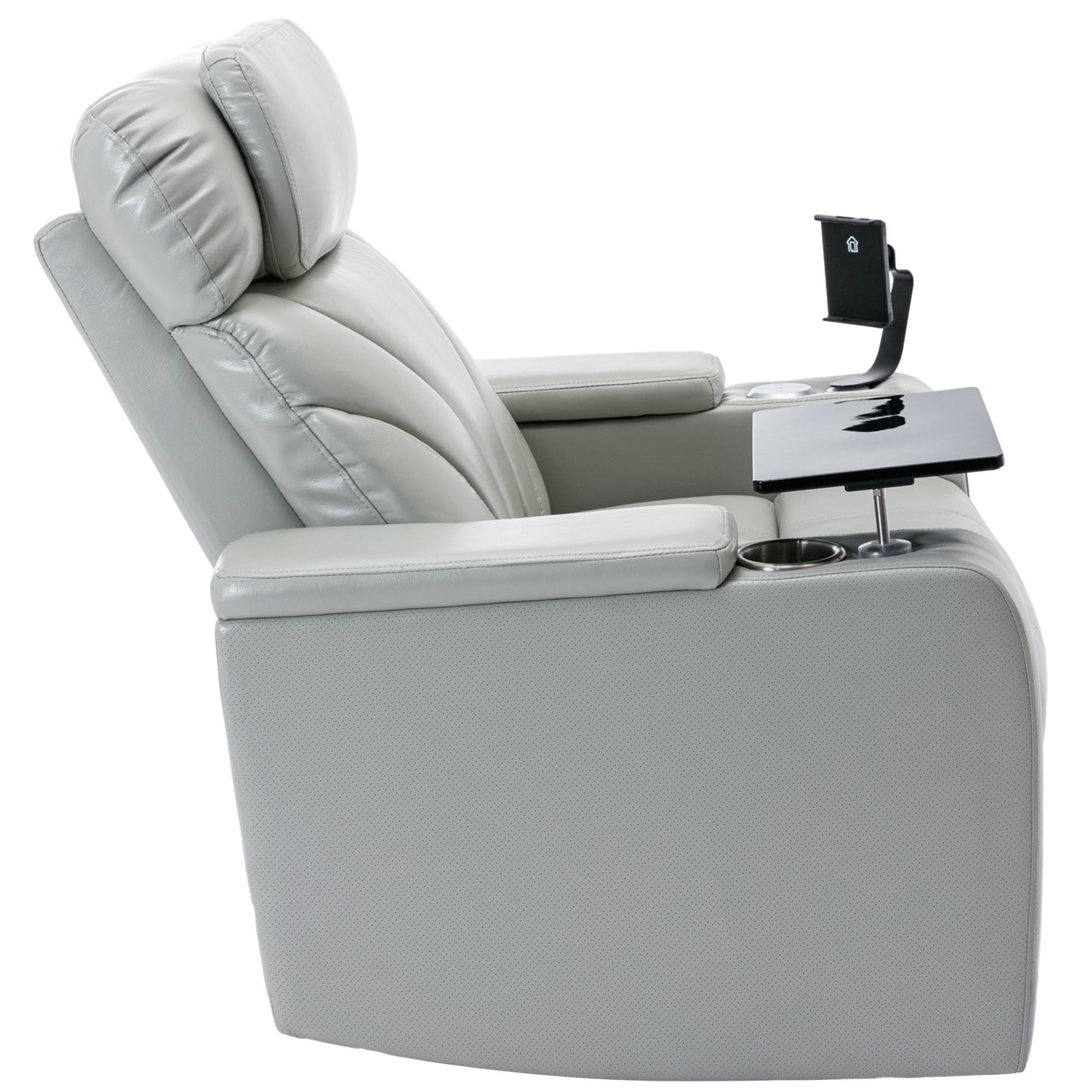 Power Motion Recliner Electric Power Recliner with USB Charging Port, Hidden Arm Storage, Convenient Cup Holder and Bluetooth Speaker, Light Grey(Old Sku:SG000800AAE)