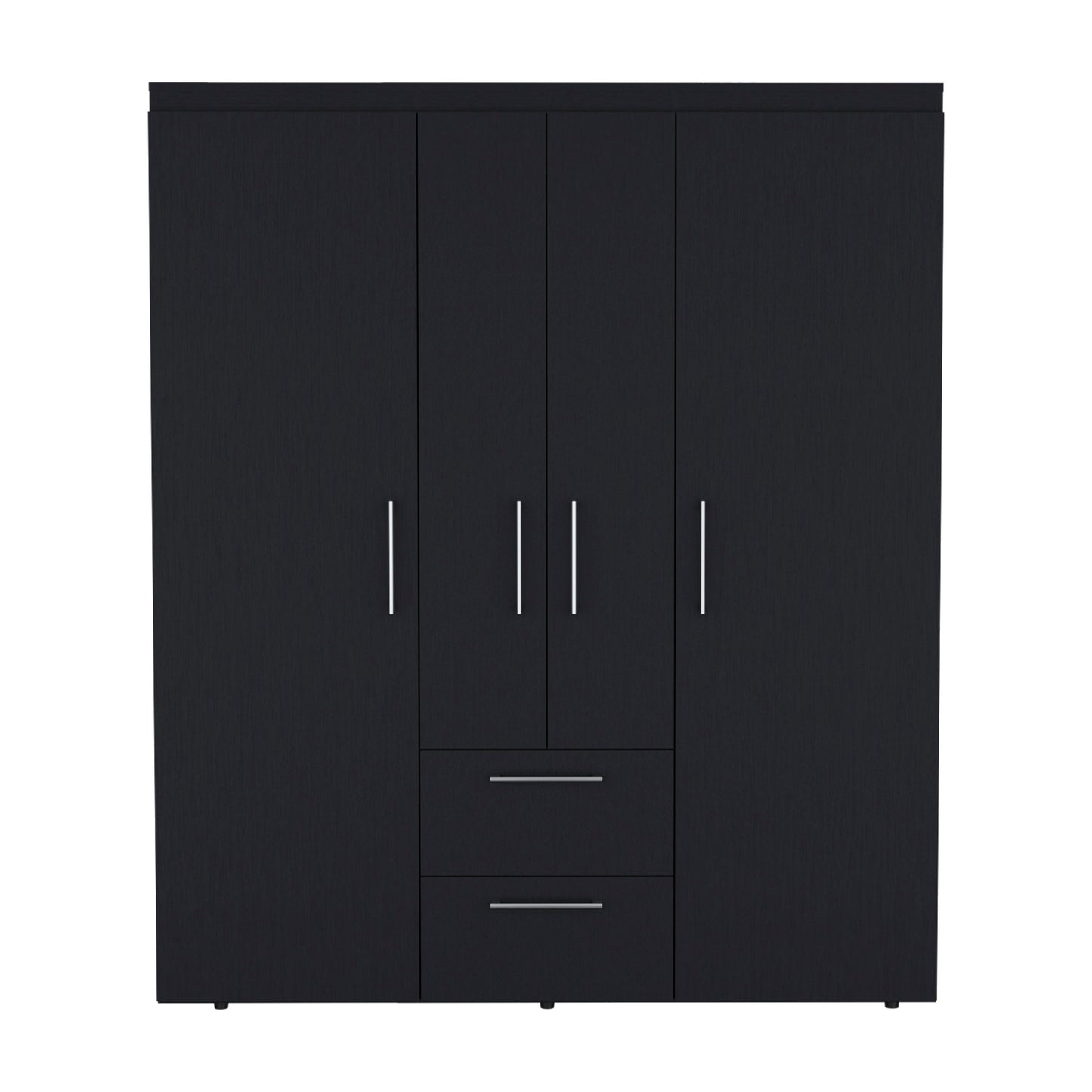 Bariloche Wardrobe, Multi-Section Storage with Hanging Rods, Shelves, and 2 Drawers