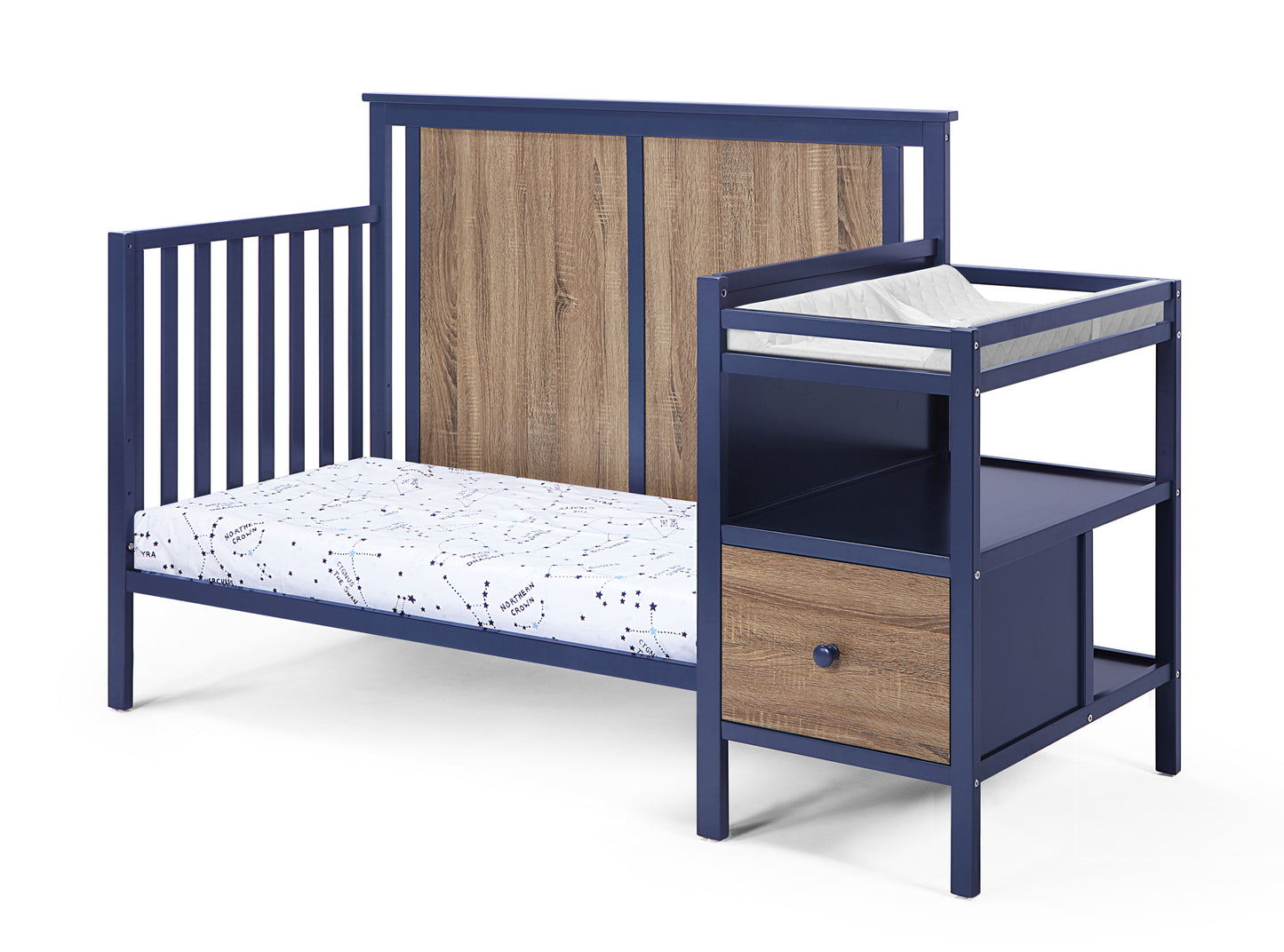 Connelly 4-in-1 Crib and Changer Combo Midnight Blue/Vintage Walnut