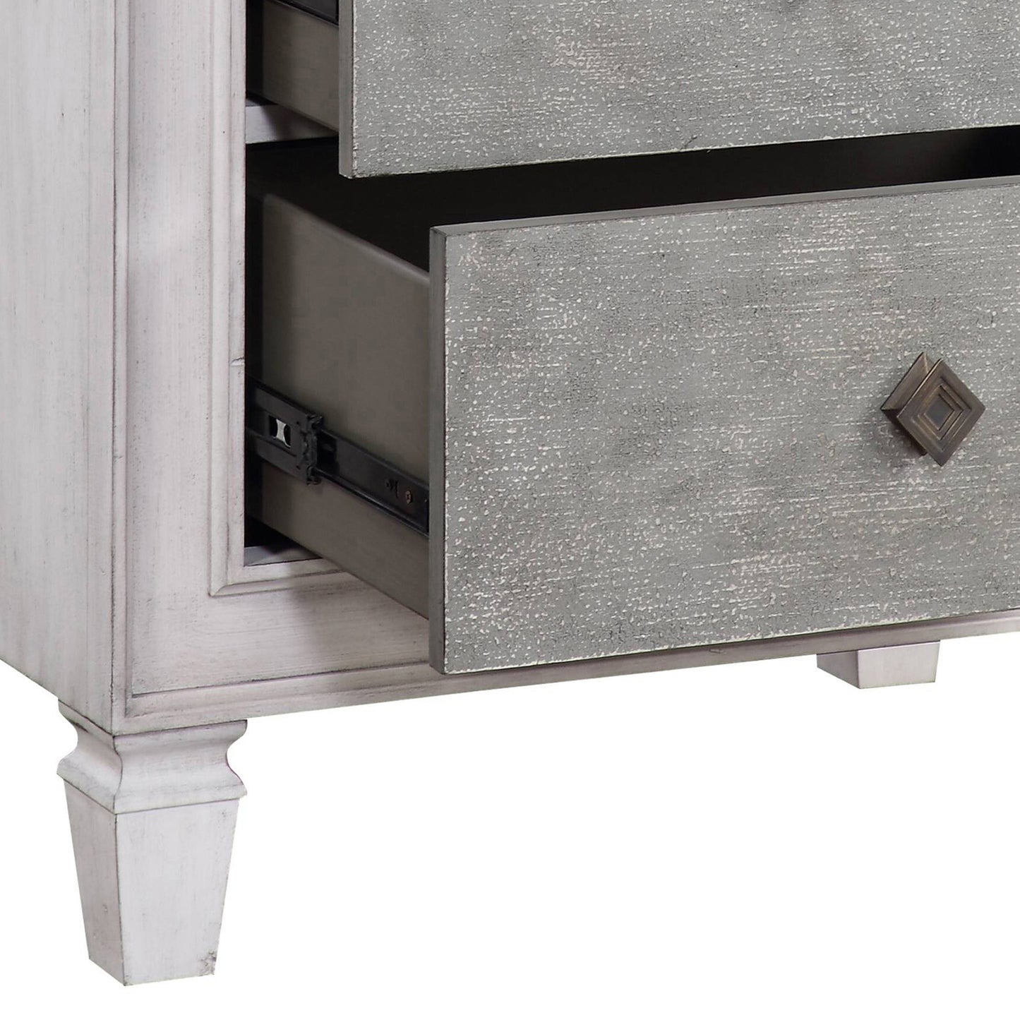 Rustic Grey and Weathered White 2-drawer Nightstand