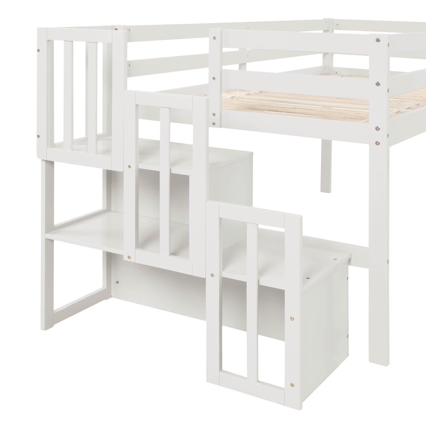 Loft bed with staircase , White