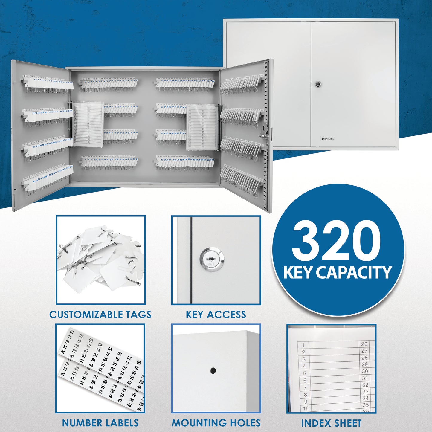 320 Capacity Fixed Position Key Cabinet with Key Lock