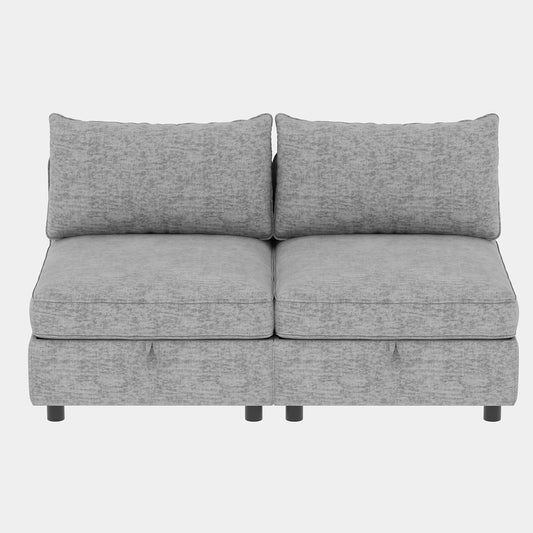 Armless Seat for Modular Sectional Sofa, Convertible Sofa Seat With Storage, Sleeper Sectional Sofa Set, Fabric Flexible Modular Combinations for Living Room(2PCS)
