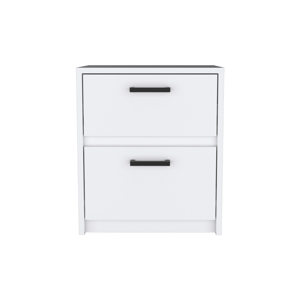 Trivor 2 Drawers Nightstand , End Table, Side Table Metal Handles -White