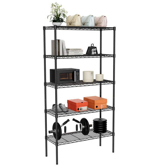 Storage Shelving Unit, Adjustable Metal Wire Racks Heavy Duty Standing Shelf Organizer for Kitchen, Closet, Pantry, Garage, Bathroom, Laundry,5-Tier