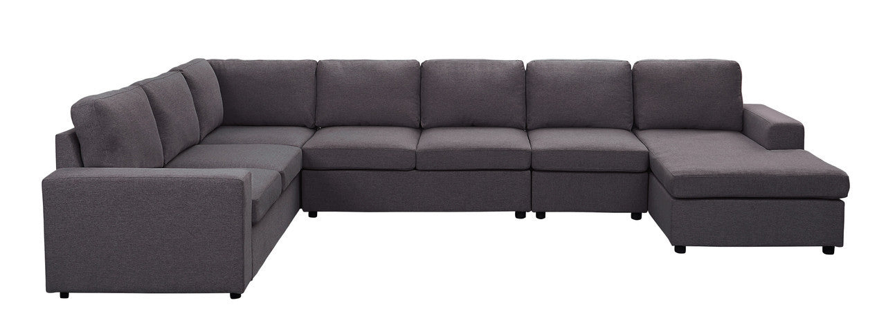 Tifton 146.5" Modular Sectional Sofa with Reversible Chaise in Dark Gray Linen