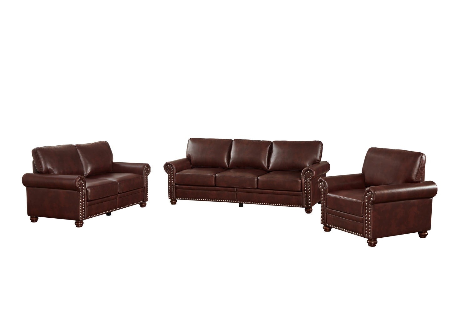 Living Room Sofa with Storage Sofa 1+2+3 Sectional Burgundy Faux Leather