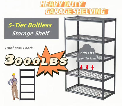 5 Tier Heavy Duty Metal Storage Shelves,Easy to Assemble,Adjustable,Storage Shelves for Basements, Garages and Kitchen, 72 "H*35.4 "W*17.7 "D