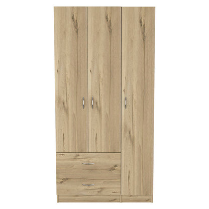 Three Door Armoire Clark, Bedroom, Light Oak / Black