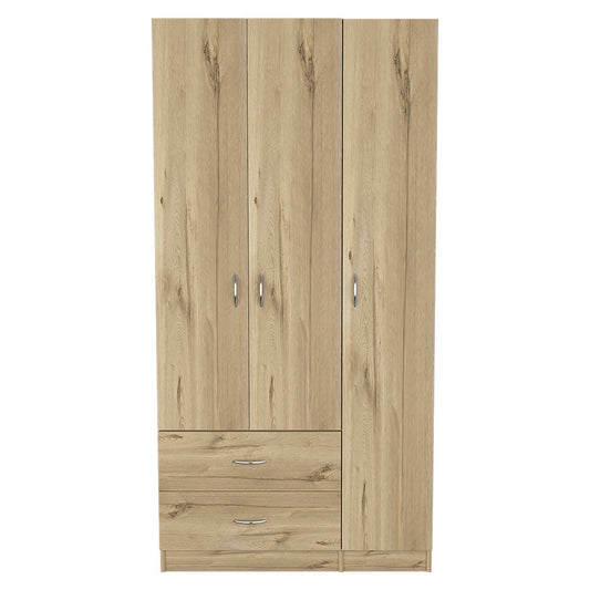 Three Door Armoire Clark, Bedroom, Light Oak / Black