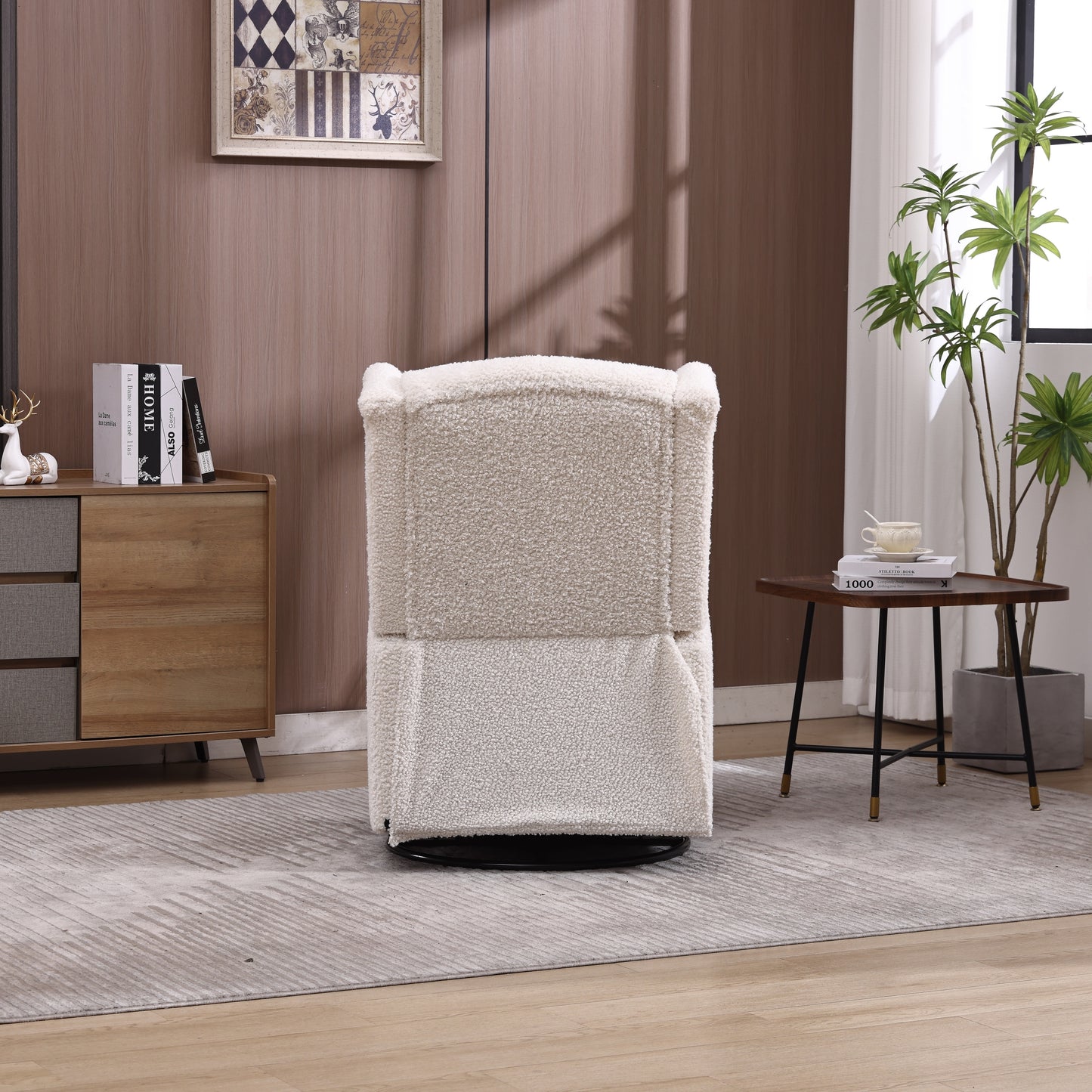 COOLMORE Rocking Recliner Chair,360 Degree Swivel Nursery Rocking Chair,Glider Chair,Modern Small Rocking Swivel Recliner Chair for Bedroom,Living Room Chair Home Theater Seat (White Teddy)