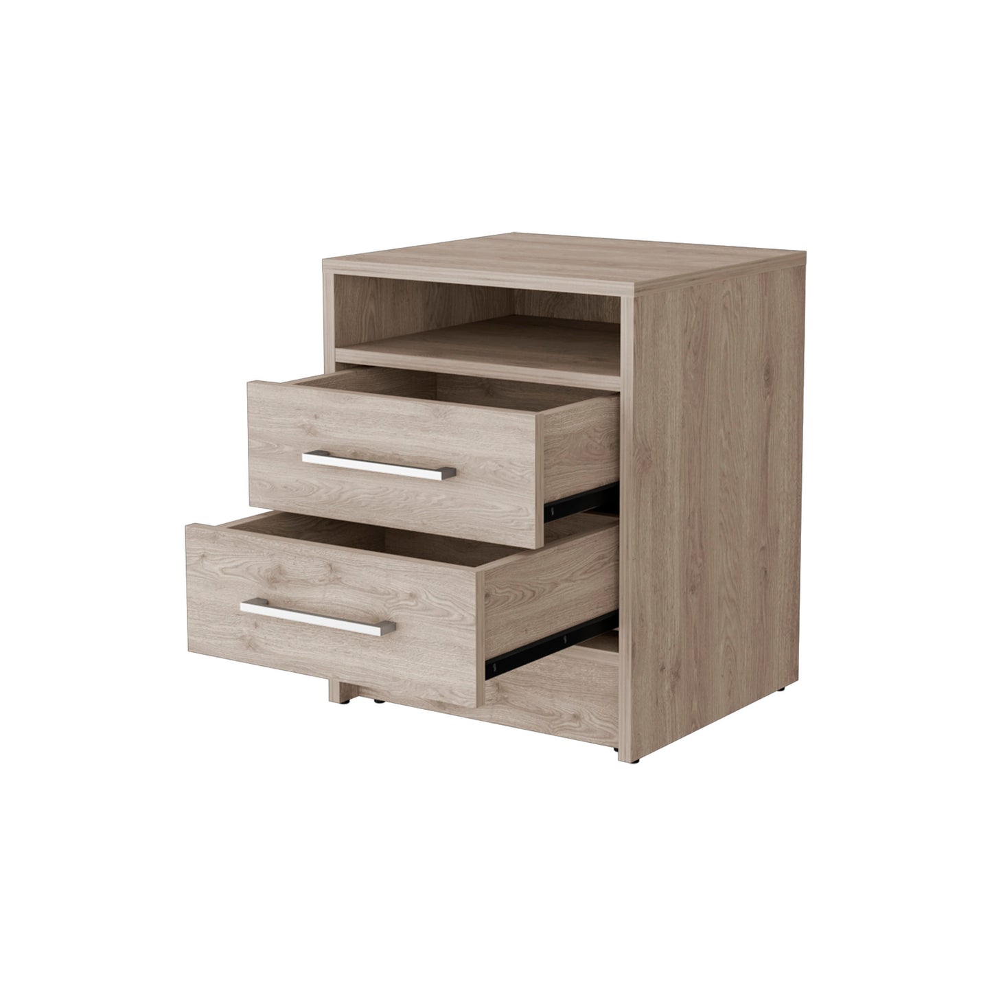 Philadelphia Nightstand, Two Drawers, Concealed Shelf