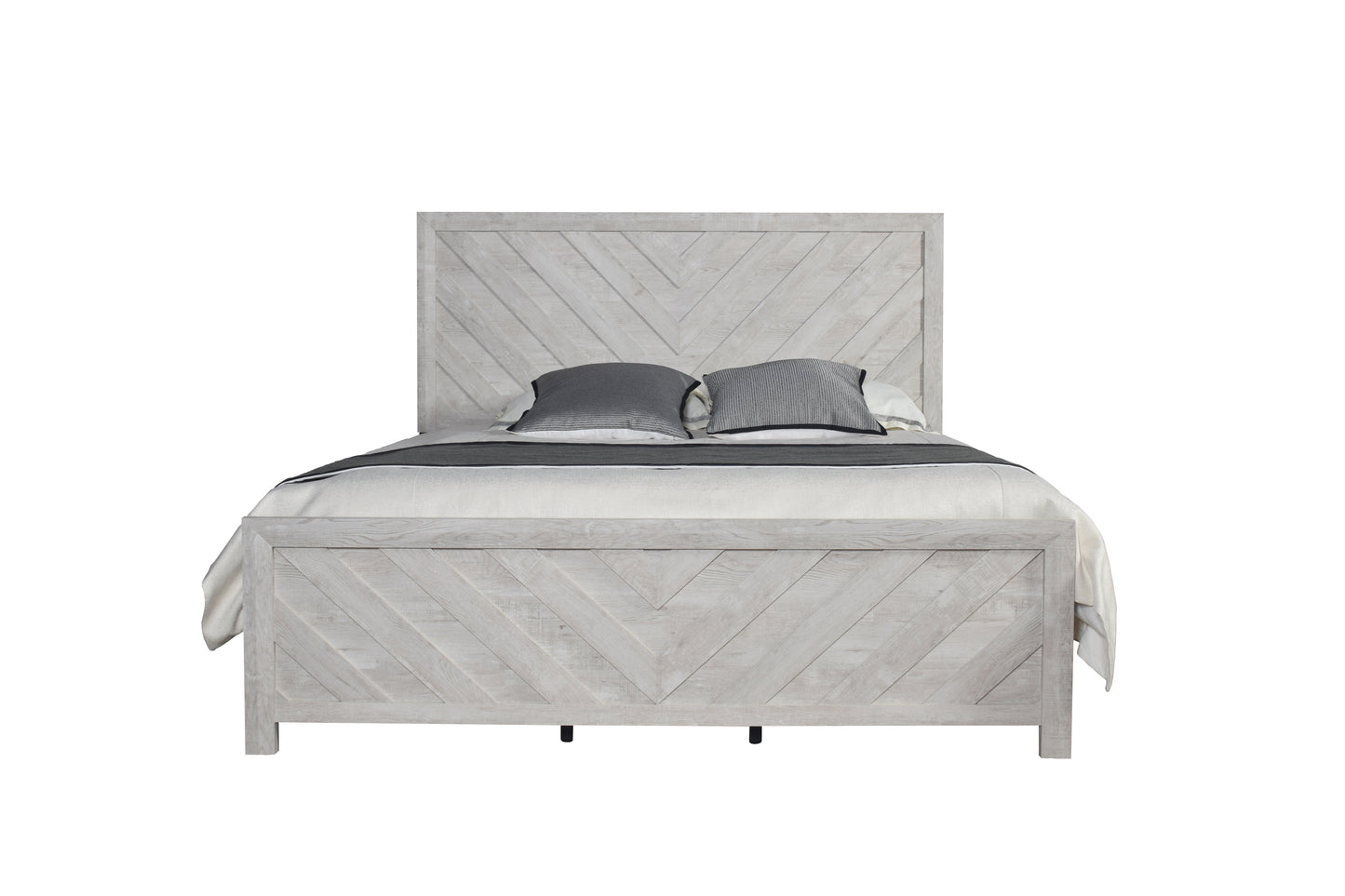 King 5PC Modern Style Storage Bedroom Set Made with Wood in Gray