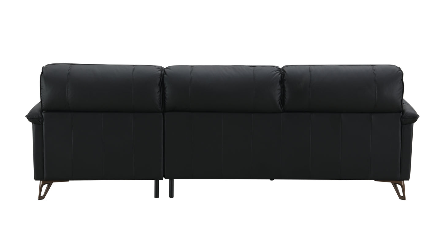 Eilene Black Top Grain Leather Sofa