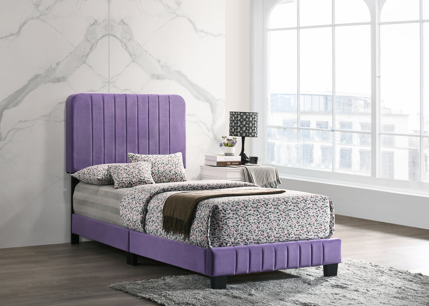 Contemporary Twin Bed In Vibrant Purple