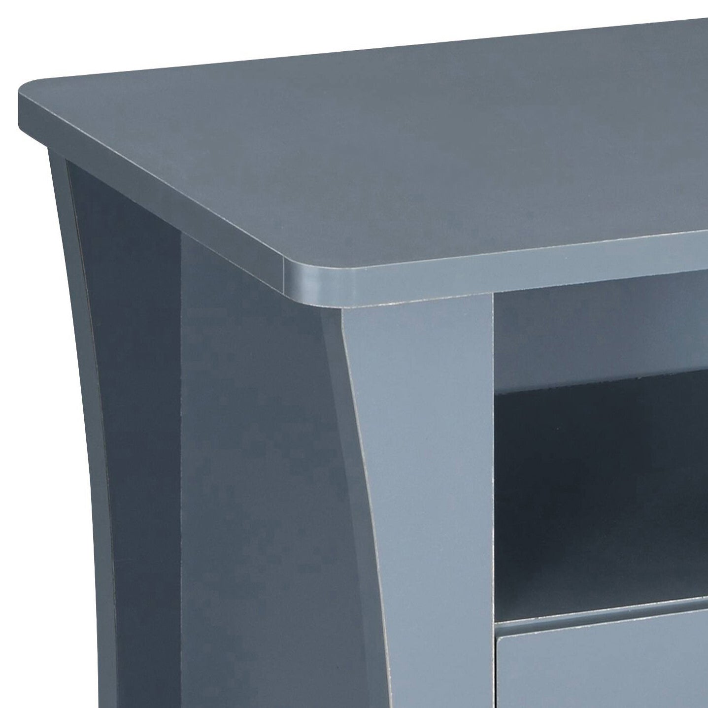 Grey Nightstand with 2 Drawers and Open Shelving