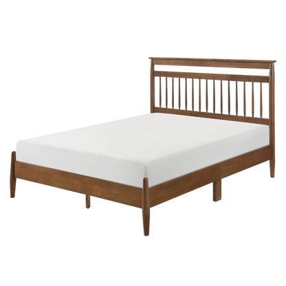 Transitional Design California King Platform Bed Chestnut Finish Wood Frame Bedroom Furniture 1pc Bed in a Box