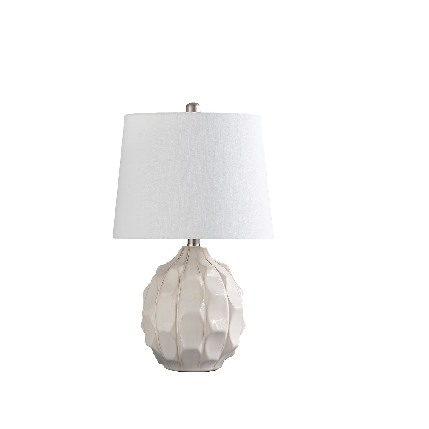 21.75" In Coastal Seaside Cream/Taupe Trim Cascade Scallop Ceramic Table Lamp