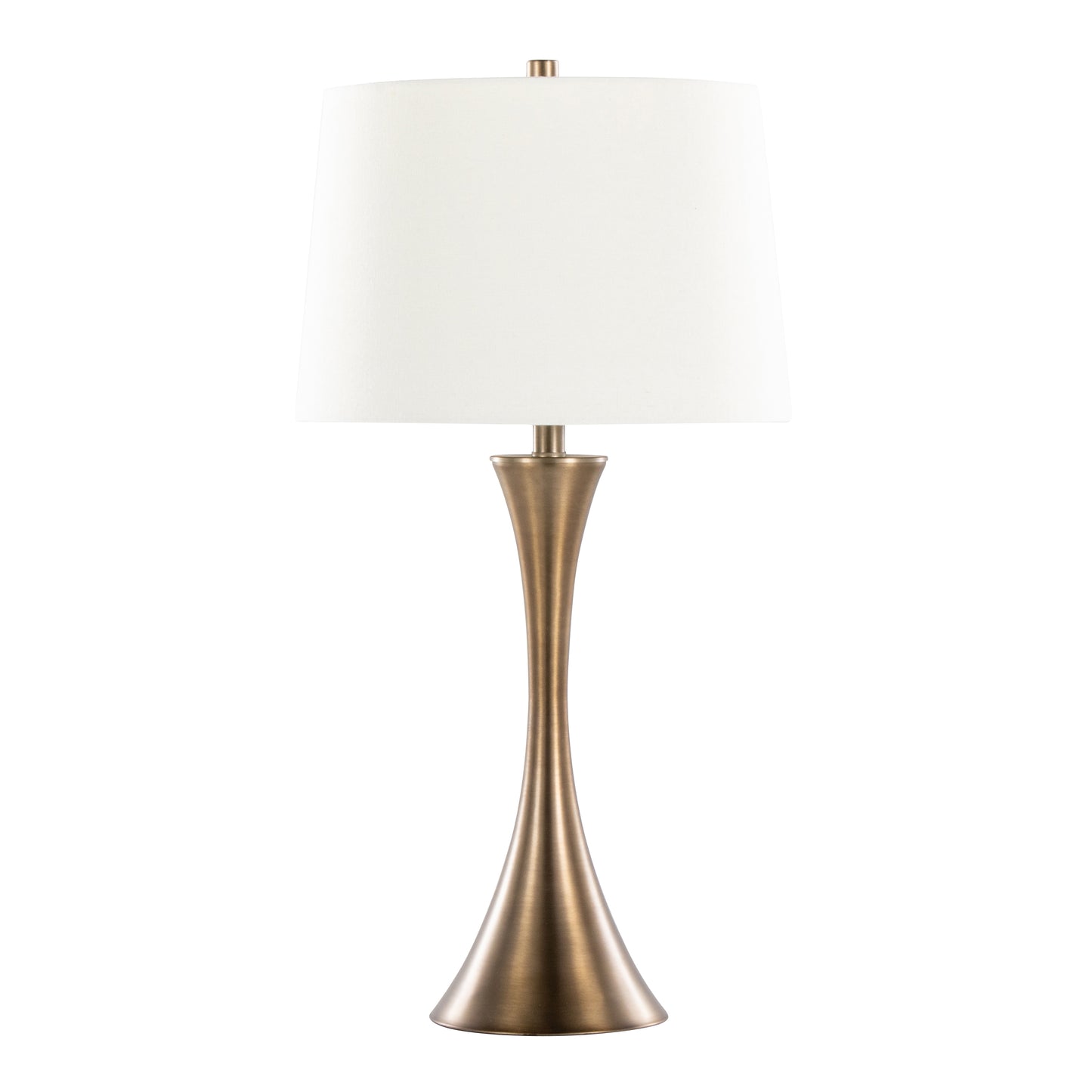 Lenuxe 29" Contemporary Metal Table Lamp in Matte Golden Bronze with Off-White Linen Shade from Grandview Gallery by LumiSource - Set of 2