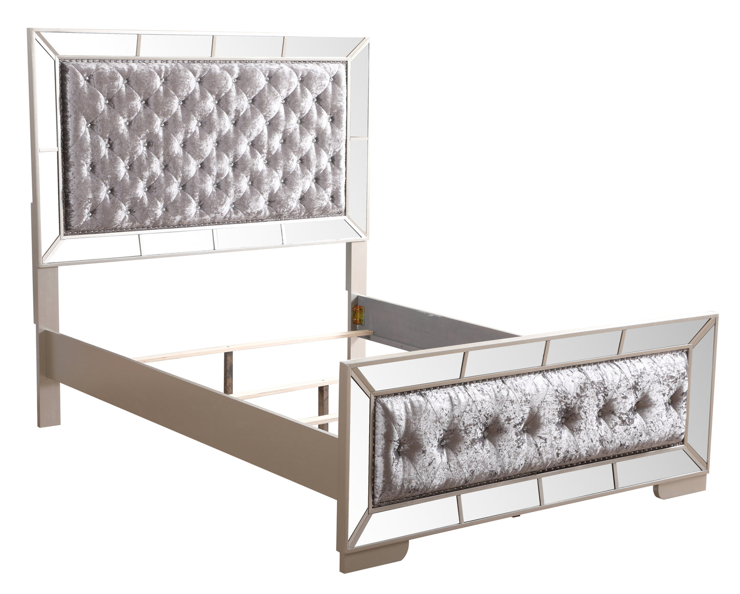 Sleek Silver Champagne Contemporary Bed