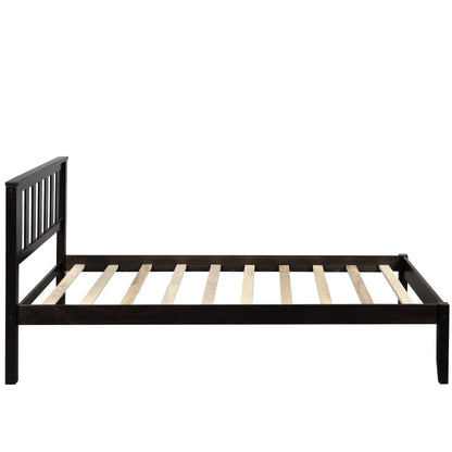 Wood Platform Bed with Headboard/Wood Slat Support,Twin (Espresso)