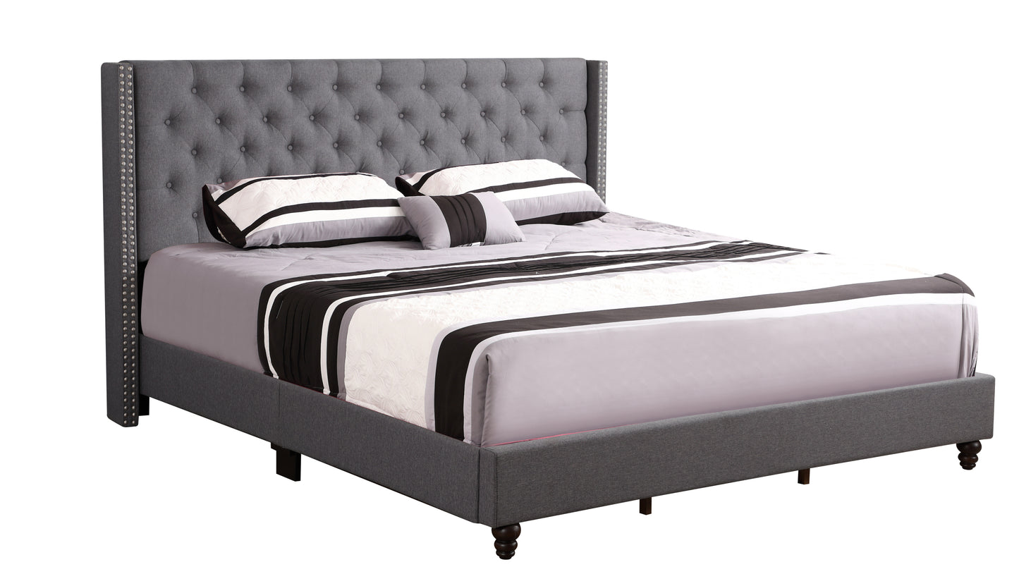 Transitional King Upholstered Bed In Gray