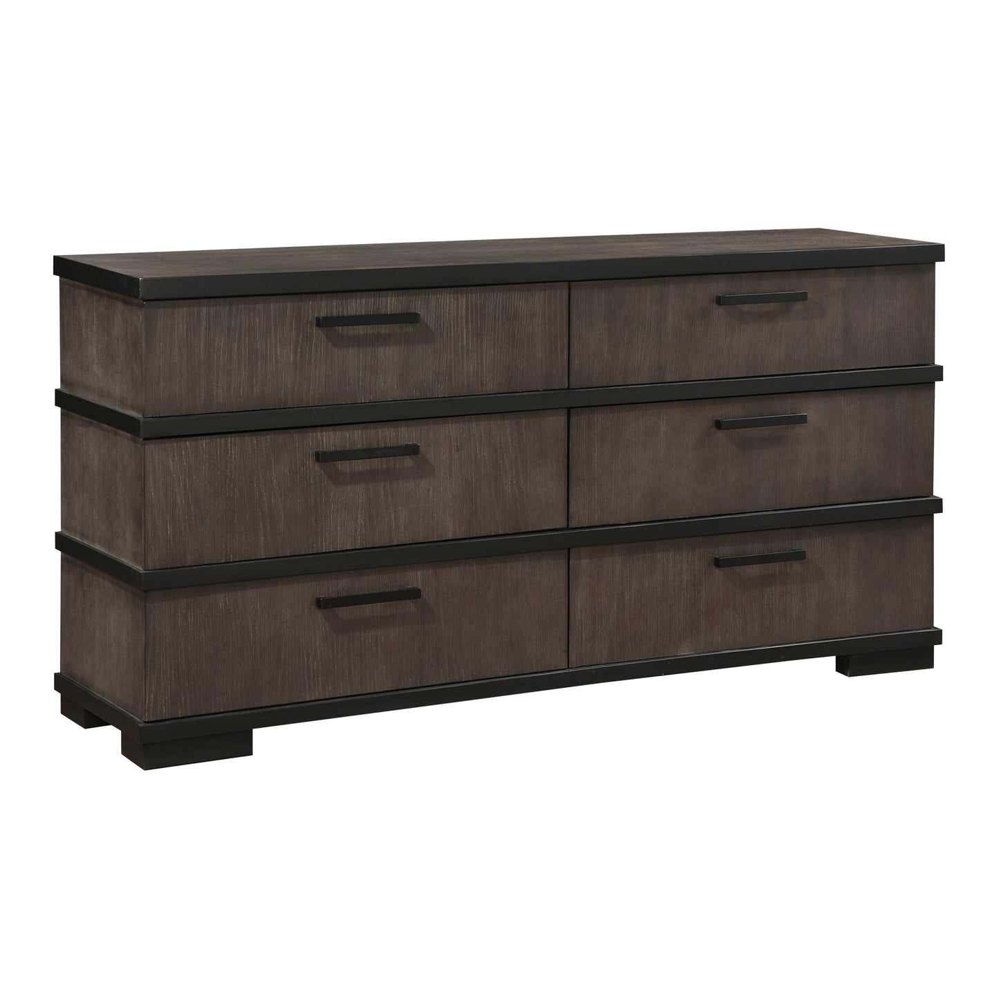 Two-Tone Brown Black Finish 6-Drawers Dresser 1pc Modern Industrial Design Bedroom Furniture