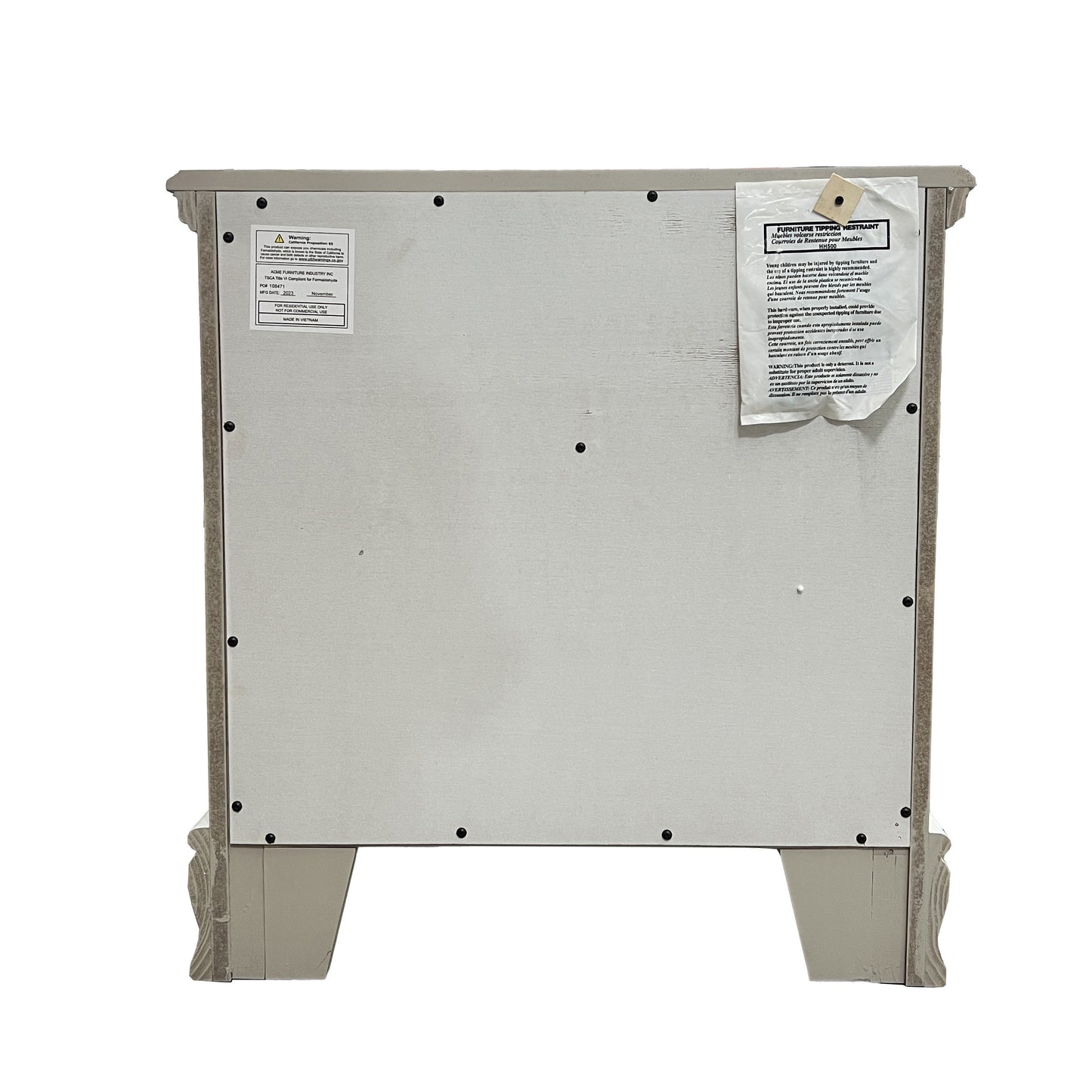 Grey 3-Drawer Nightstand