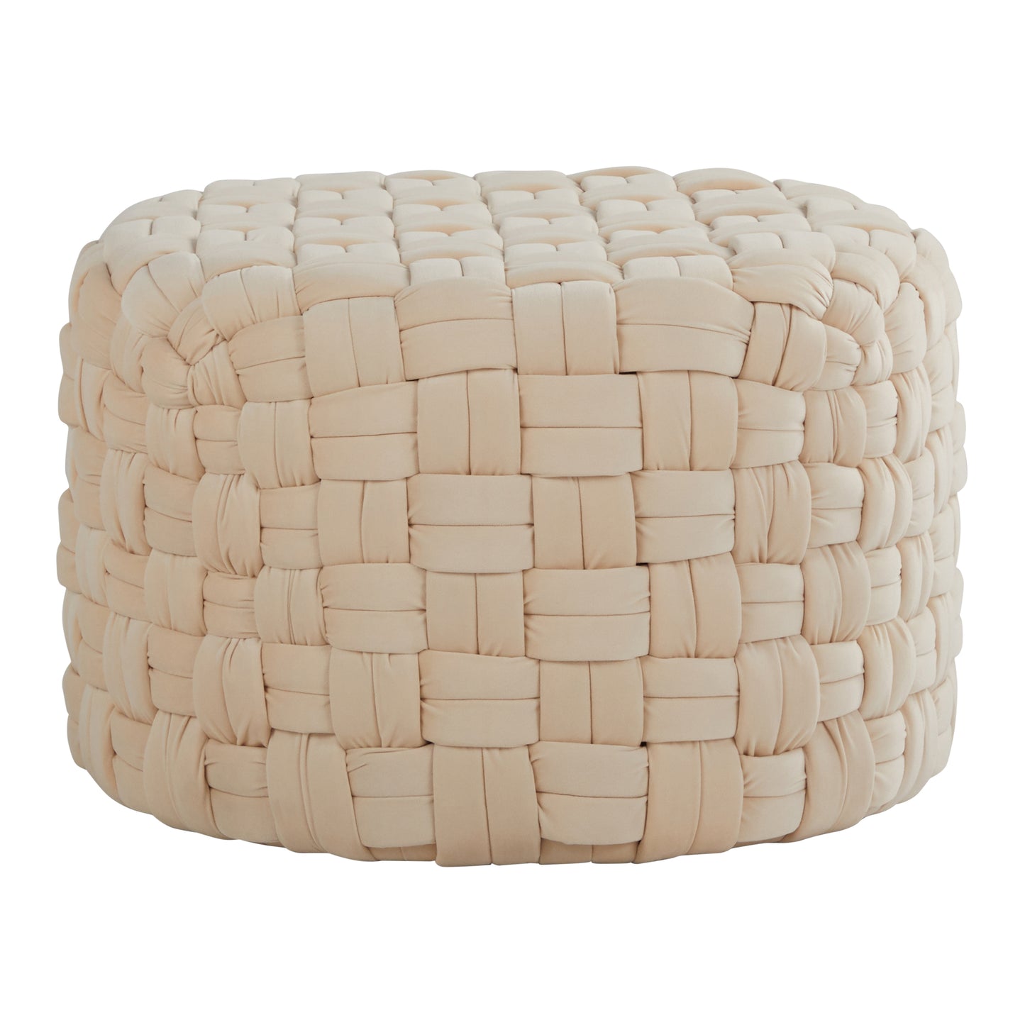 Braided Round 24' Ottoman in Cream Velvet by LumiSource