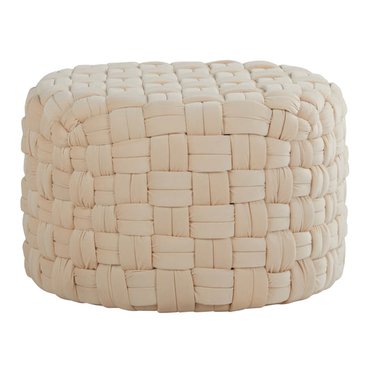 Braided Round 24' Ottoman in Cream Velvet by LumiSource