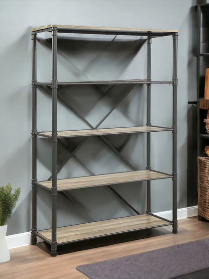 Itzel Antique Oak & Sandy Gray Finish Bookshelf