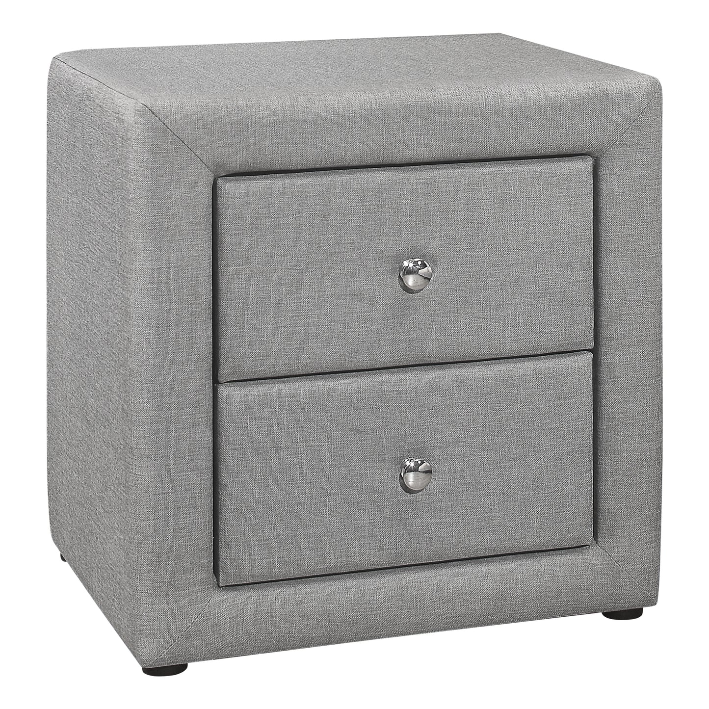 Nightstand, Nightstand, End, Side, Lamp, Storage Drawer, Bedroom, Upholstered, Grey Linen Look, Transitional