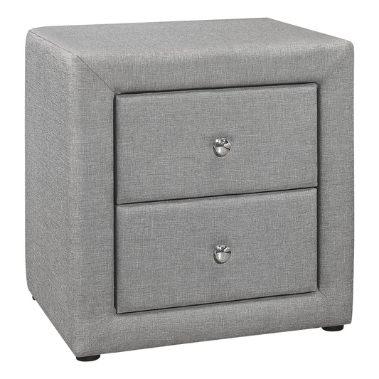 Nightstand, Nightstand, End, Side, Lamp, Storage Drawer, Bedroom, Upholstered, Grey Linen Look, Transitional