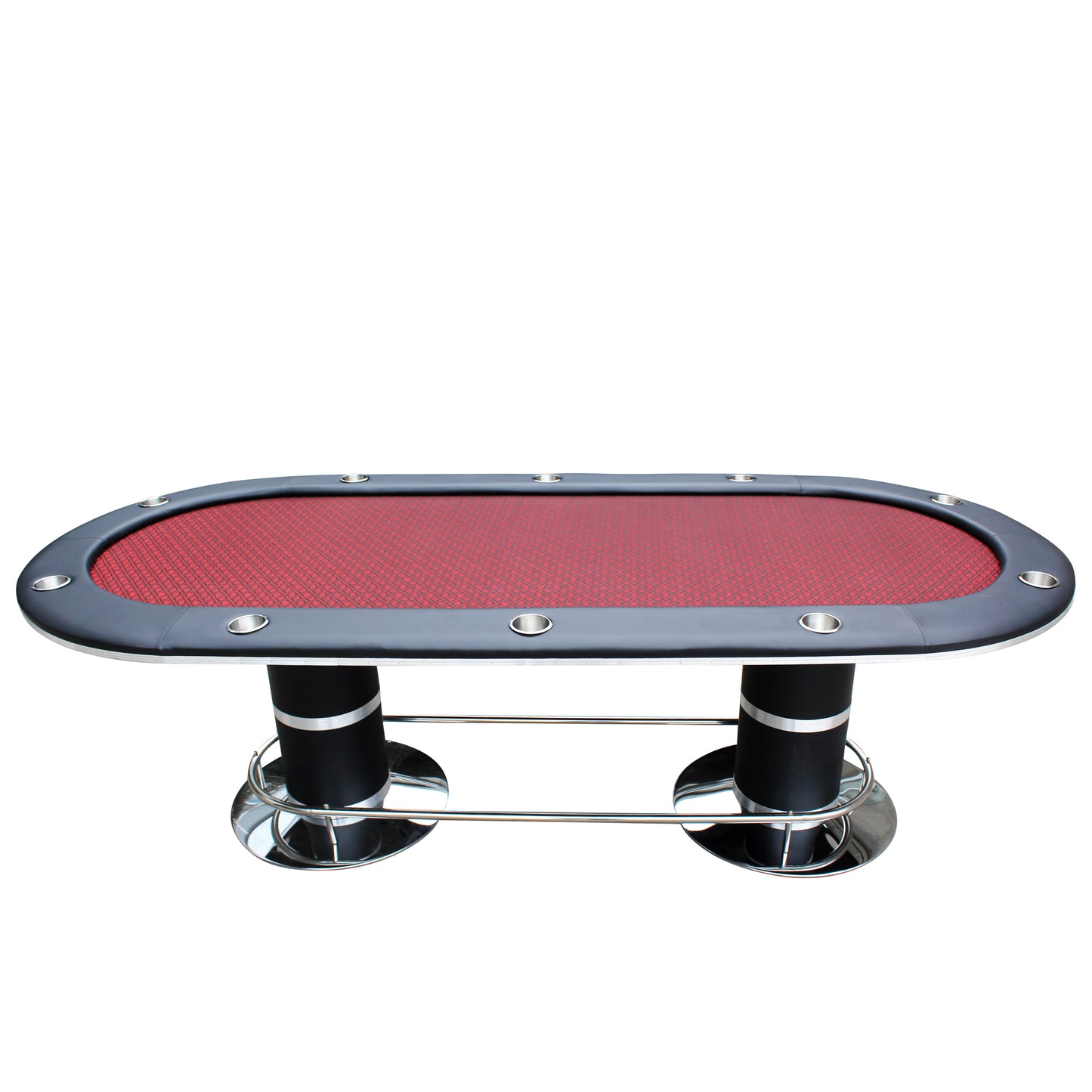 Elite 96" Poker Table for 10 Players Casino Games Oval with Speed Cloth Felt Playing Surface Pedestal Base Cup Holders Red