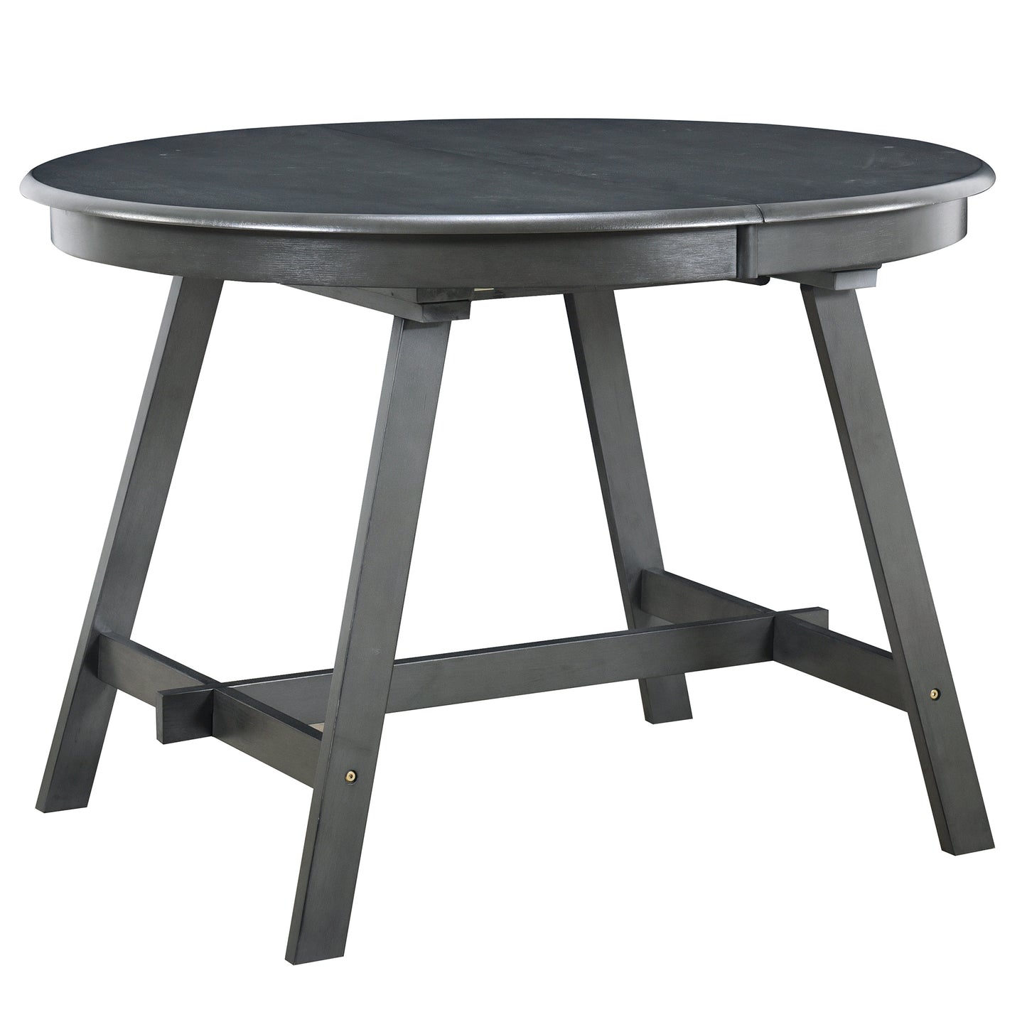 TREXM Wood Dining Table Round Extendable Dining Table for Dining Room (Gray)