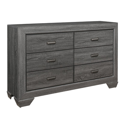 Wooden Bedroom Furniture Gray Finish 1pc Dresser of 6x Drawers Contemporary Design Rustic Aesthetic