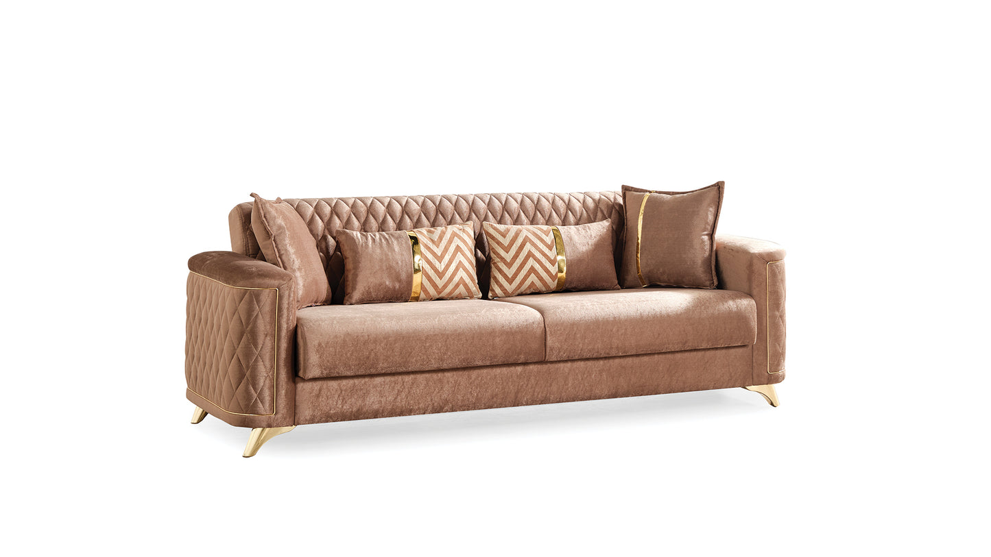 Luna 2Pc Modern Living Room Set in Copper