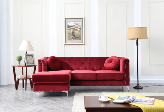 Elegant Burgundy Sofa Chaise For Any Living Room