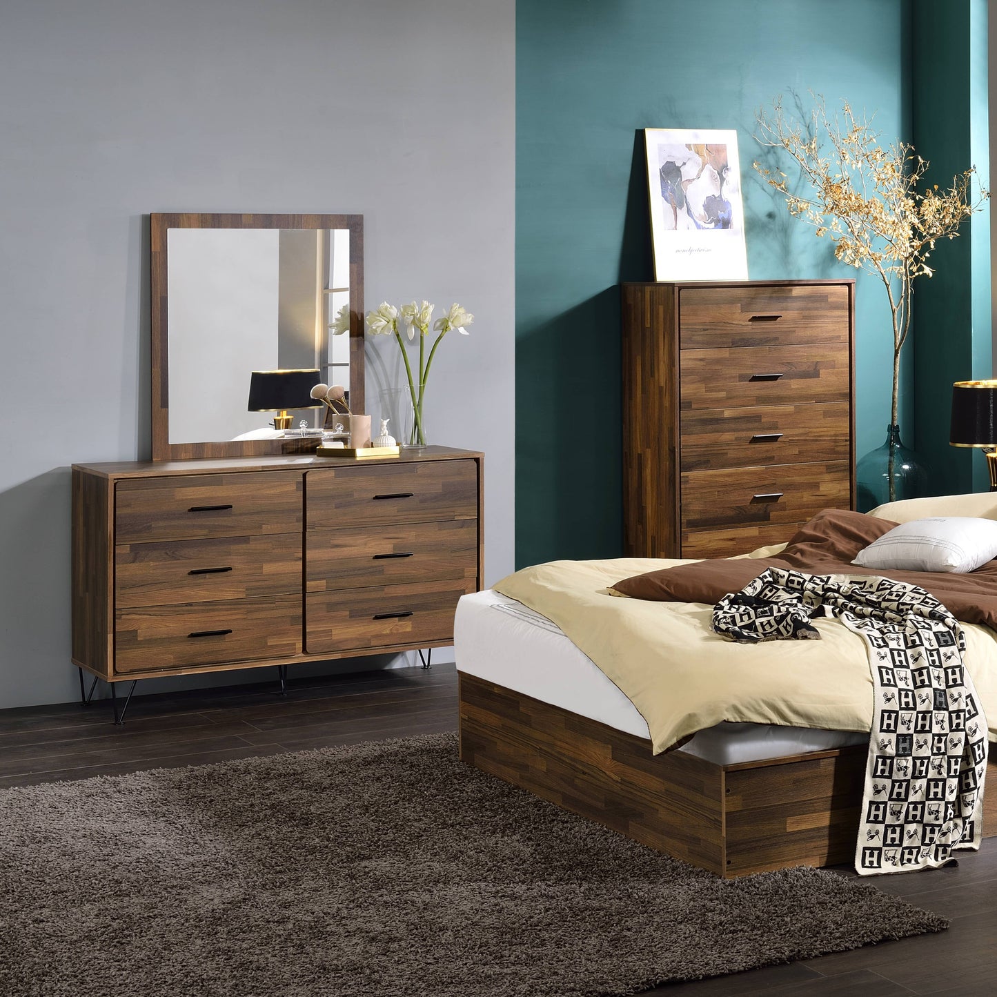 Walnut 6-Drawer Dresser