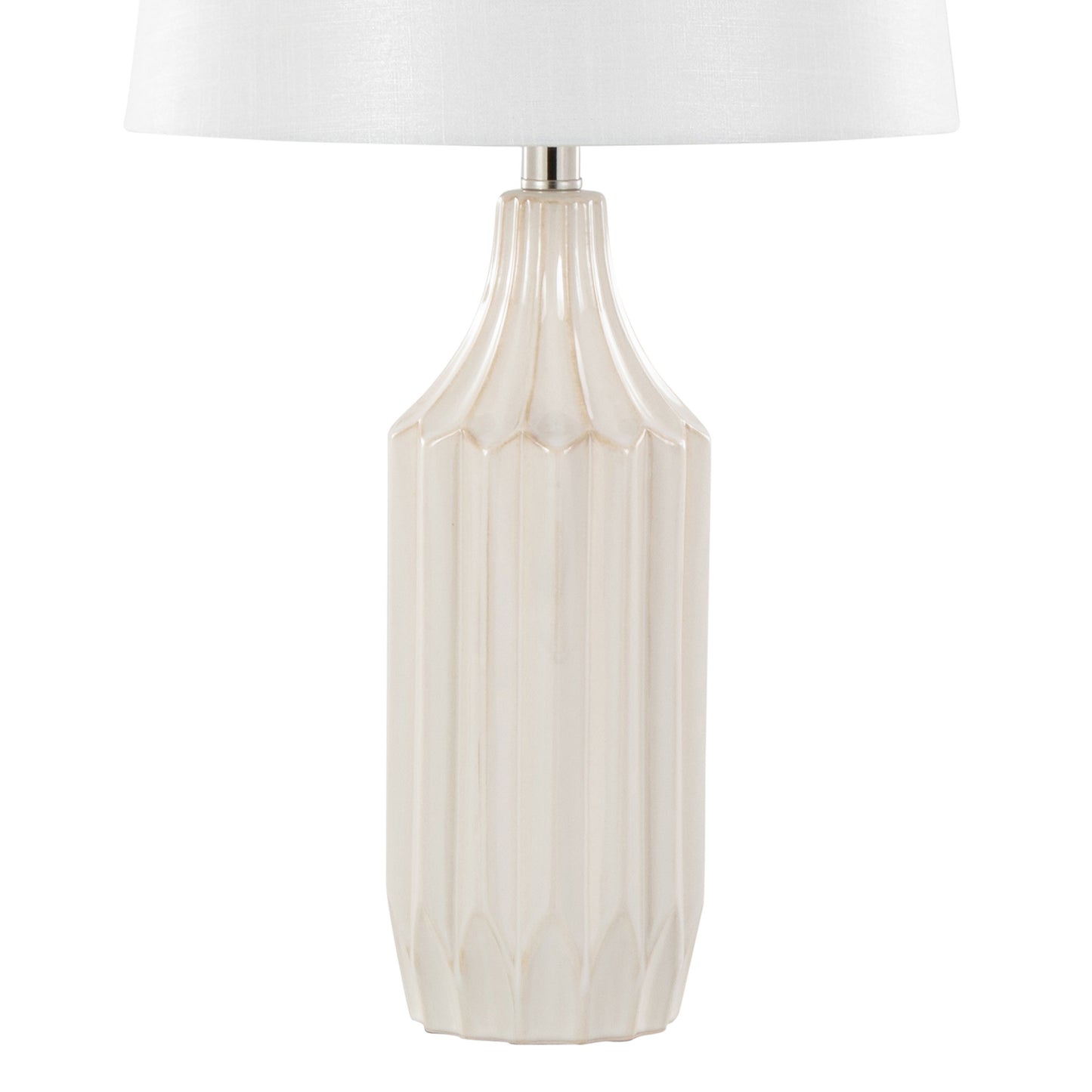 Stella 23" Contemporary Ceramic Table Lamp in Gloss Cream Ceramic with White Shade by LumiSource