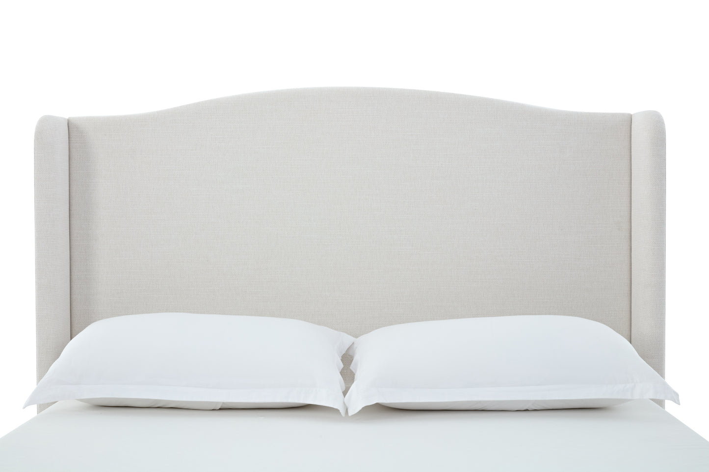 Hannah Upholstered Wingback Bed Size King / Tall 54" Headboard Upholstered King Bed / Premium Textured Canvas Chenille Look Ivory / Minimalist Designs
/ No Box Spring Needed / Easy Assembly / King