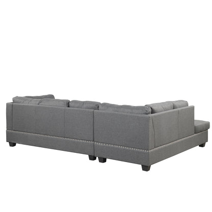 104.5" Reversible Sectional Sofa Space Saving with Storage Ottoman Rivet Ornament L-shape Couch for Small or Large Space Dorm Apartment,Gray(old SG000405AAA)