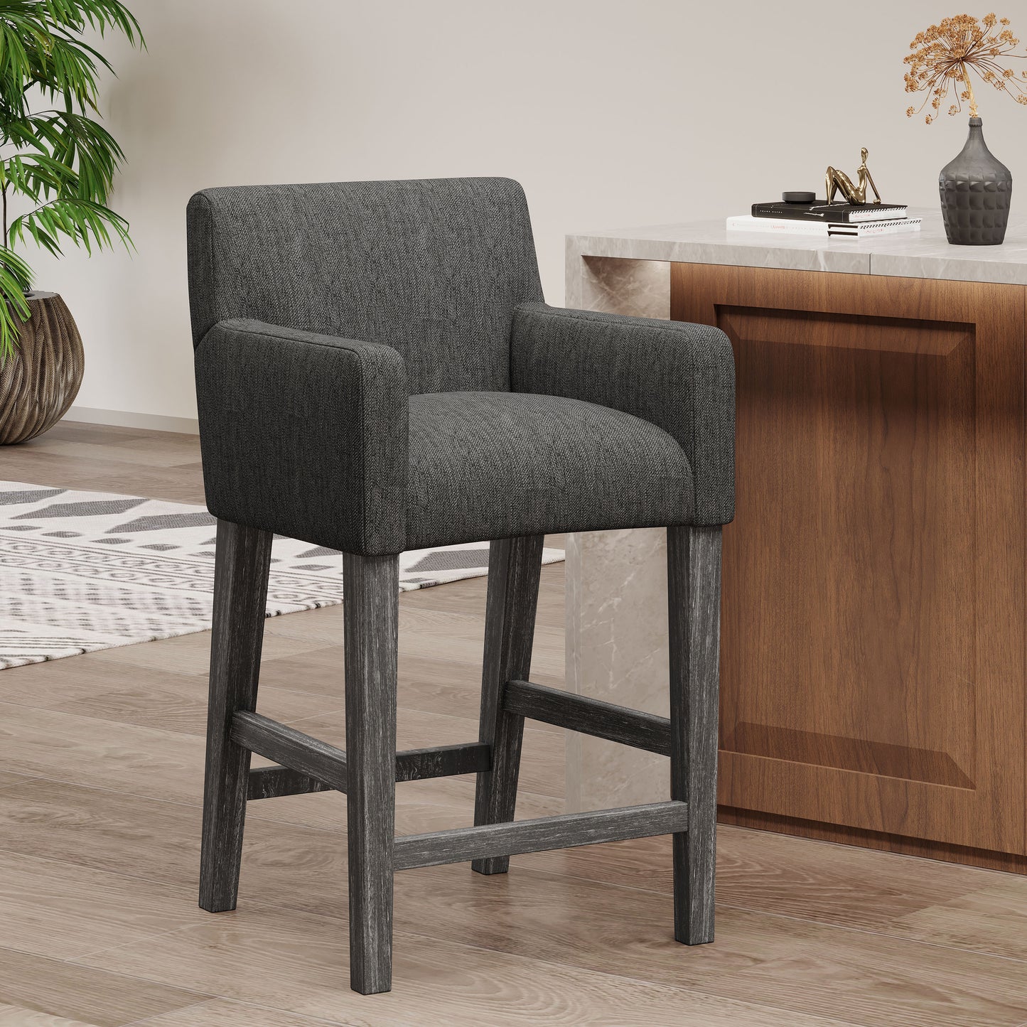 Upholstered 26 inch Counter Stool - Charcoal/Gray