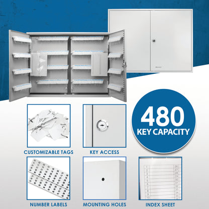 480 Keys Key Cabinet With Key Lock White Tags