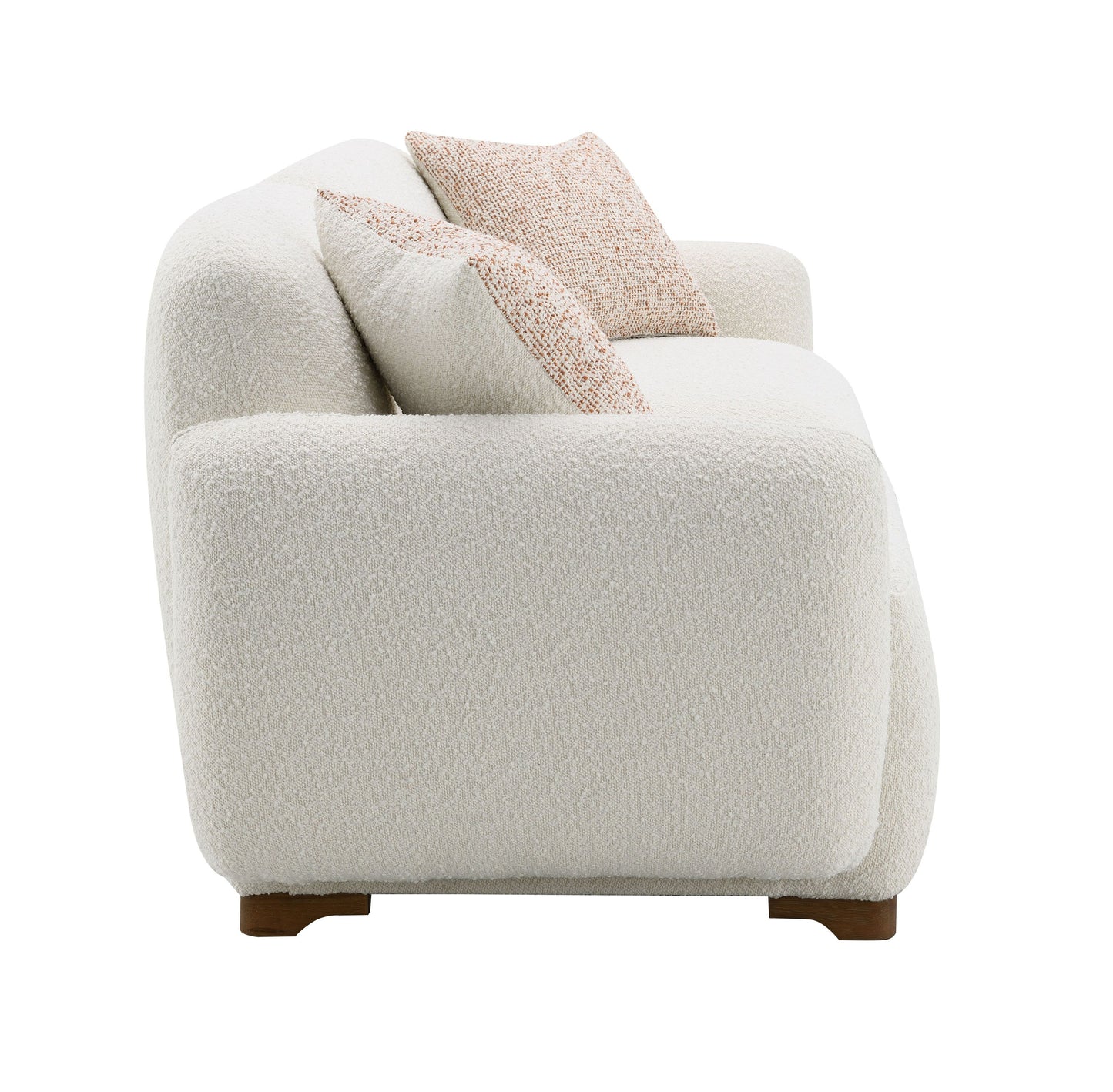 Darius Beige Boucle Sofa with 2 Toss Pillows